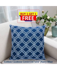 Decorative Cushion Cover, Navy Blue (16x16) Buy 1 Get 1 Free_77130