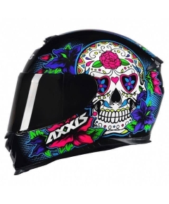 AXXIS Eagle Mexican Skull Black Motorcycle Helmet BD (clear visor)