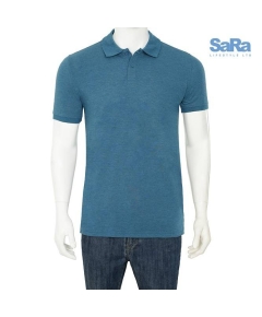 SaRa Mens Polo Shirt Blue Melange