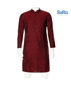 SaRa Men's Panjabi (THMP2033-Marun & Black print)