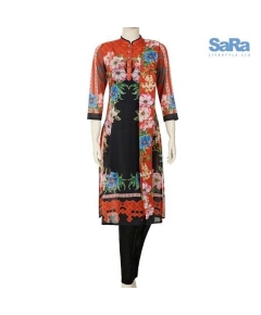 SaRa Ladies Lawn 3 pcs Brown print