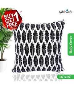 Cushion Cover, Black & White, (16x16), Buy 1 Get 1 Free_77058