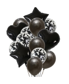 14 Ppcs Foil Balloon Set - Black Color