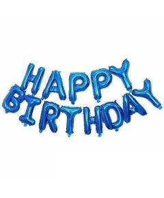 Happy Birthday Foil Banner - 13Pcs Full Set- Blue Color