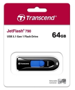 Transcend 64GB JetFlash 790 USB 3.0 Gen 1 Pen Drive Black