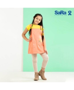 SaRa Girls Dungaree (GDN11WFK-Peach)