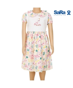 SaRa Girls Frock (GFR362FFG-White Printed)