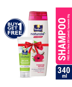 Parachute Naturale Shampoo Damage Repair 340ml (FREE Aloe Vera Facewash - OIL CONTROL - 50gm)