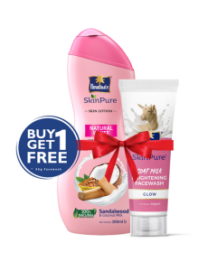 Parachute SkinPure Skin Lotion Natural White 300ml (FREE Goat Milk Facewash - GLOW - 50gm)