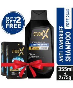 Studio X Anti Dandruff Shampoo for Men 355ml (75gm X 2 Soap Free)