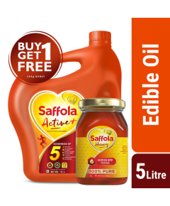 Saffola Active Oil (Blended Edible Vegetable Oil) 5 Litre (Saffola Honey 250g FREE)