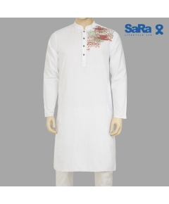 SaRa Men's Panjabi (MPJ172YJ-White), Size: S