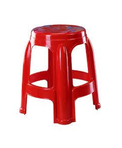 Round Stool High (Printed) - Red