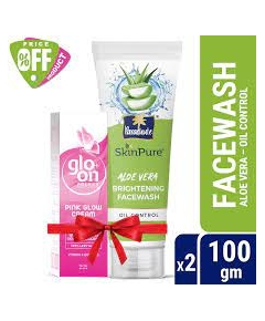 Parachute SkinPure Aloe Vera Brightening Facewash (Oil Control) 100gm & Glo-On Pink Glow Cream 50g Combo