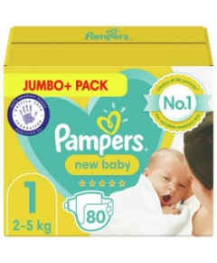 Pampers New Baby 1 Jumbo+ Pack (80 Pcs) 2-5Kg Box