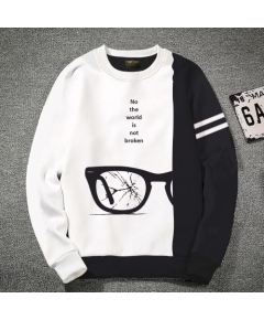 Premium Quality Sunglass White & Black Color Cotton High Neck Full Sleeve Sweater for Men