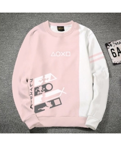 Premium Quality Xoxo White & pink Color Cotton High Neck Full Sleeve Sweater for Men