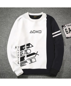 Premium Quality Xoxo White & Black Color Cotton High Neck Full Sleeve Sweater for Men