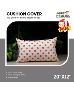 Decorative Cushion Cover, Orange & White (20x12) Buy 1 Get 1 Free_78424