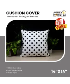 Decorative Cushion Cover, Black & White (18x18) Buy 1 Get 1 Free_78437