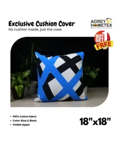 Exclusive Cushion Cover, Blue & Black, (18x18) Buy 1 Get 1 Free_78044