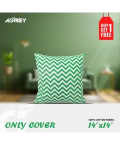 Decorative Cushion Cover, Green & White (14x14), Buy 1 Get 1 Free_78196