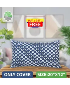 Decorative Cushion Cover, Navy Blue (20x12), Buy 1 Get 1 free_77624