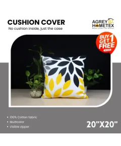 Exclusive Cushion Cover, Black, Yellow, Ash, (20x20) Buy 1 Get 1 Free_78316