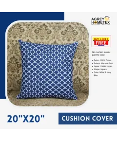 Decorative Cushion Cover, Navy Blue (20x20), Buy 1 Get 1 free_77655