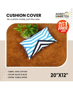 Exclusive Cushion Cover, Blue & Black, (20x12) Buy 1 Get 1 Free_78163