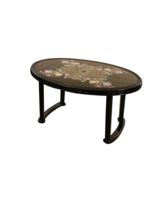 6 Seated Deluxe Table-Print Black Flower (Pl/L)