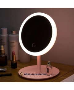 LED Makeup Mirror Rechargable Vanity Mirror with 3 Lights Changing Desktop Folding Portable Mirror