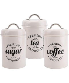 European Style Airtight Kitchen Canister with Lid Metal Sugar Coffee Tea Storage Jar Container