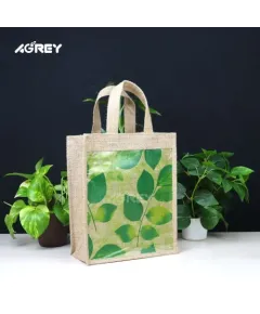 Jute Shopping Bag Natural & Green 33128