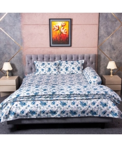 Blue Flower Comforter Full Set (5 PCs)