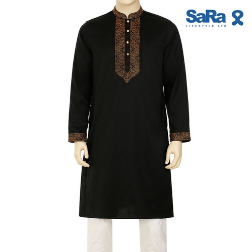 SaRa Mens Panjabi (MPJ722FC-Black), Size: S