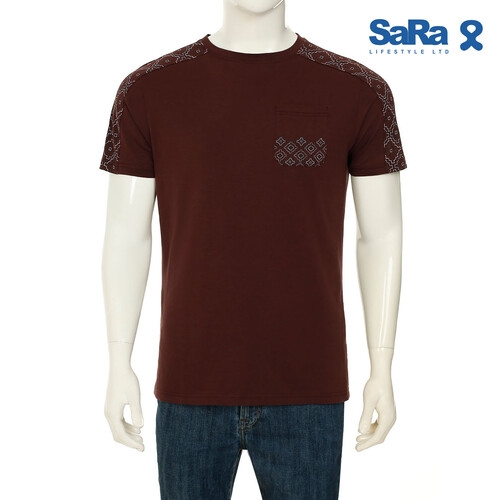 SaRa Mens T-Shirt (MTS11YK-Burgandy), Size: S