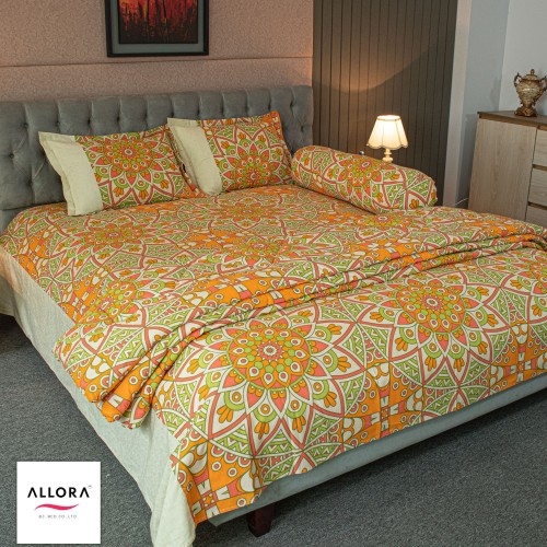 Alpana Print Comforter Bedding Set – Orange (5 PCs), 2 image